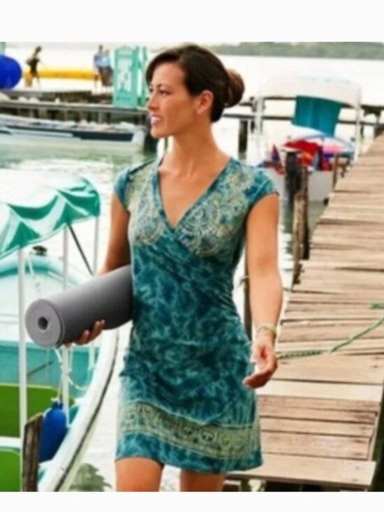 Athleta Dresses & Skirts - Athleta Nectar Tattooed Surplice Stretch Dress Teal Size  size Medium